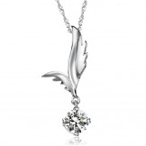 Reliable Quality Female Wing Shape Platinum Plating Titanium Necklace With Rhinestone