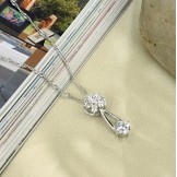 Dependable Performance Female Platinum Plating Titanium Necklace With Diamond