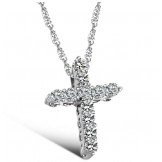 Reliable Reputation Female Cross Platinum Plating Titanium Necklace With Rhinestone