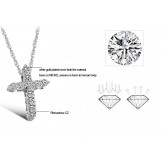 Reliable Reputation Female Cross Platinum Plating Titanium Necklace With Rhinestone
