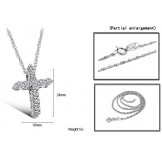 Reliable Reputation Female Cross Platinum Plating Titanium Necklace With Rhinestone