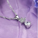 The Queen of Quality Female Star Platinum Plating Titanium Necklace With Rhinestone