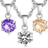 Stable Quality Female Platinum Plating Titanium Necklace With Diamond