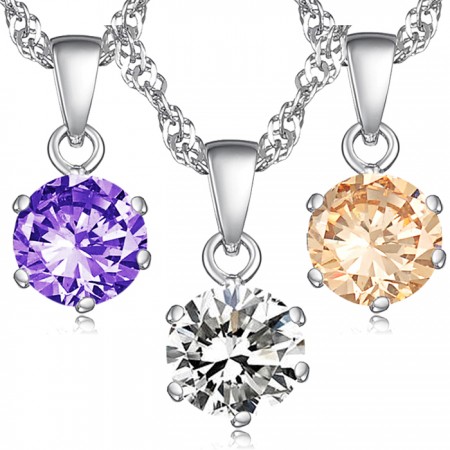 Stable Quality Female Platinum Plating Titanium Necklace With Diamond