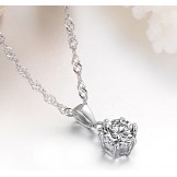 Stable Quality Female Platinum Plating Titanium Necklace With Diamond
