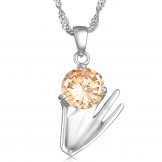 Wide Varieties Female Purple Platinum Plating Titanium Necklace With Diamond