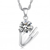 Wide Varieties Female Purple Platinum Plating Titanium Necklace With Diamond