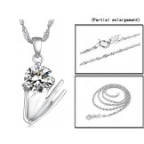 Wide Varieties Female Purple Platinum Plating Titanium Necklace With Diamond