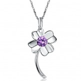 Durable in Use Female Clover Shape Platinum Plating Titanium Necklace 