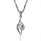 High Quality Female Feather Shape Platinum Plating Titanium Necklace  
