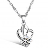Easy to Use Female Allergy Free Platinum Plating Titanium Necklace With Rhinestone