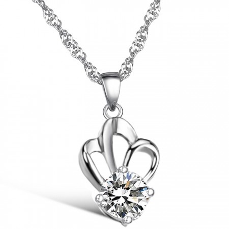 Easy to Use Female Allergy Free Platinum Plating Titanium Necklace With Rhinestone