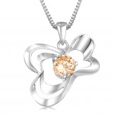 Excellent Quality Female Platinum Plating Titanium Necklace With Diamond