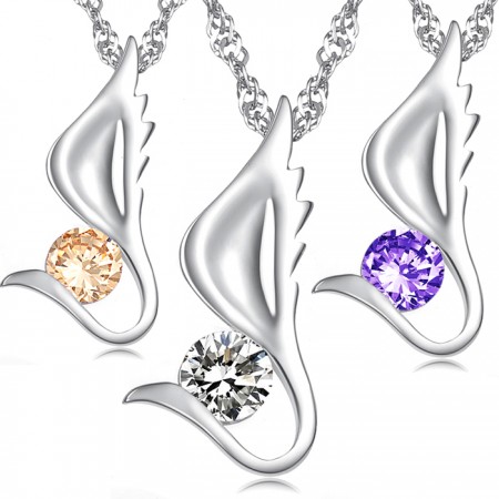The Queen of Quality Female Wing Shape Platinum Plating Titanium Necklace With Diamond