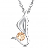 The Queen of Quality Female Wing Shape Platinum Plating Titanium Necklace With Diamond