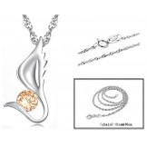 The Queen of Quality Female Wing Shape Platinum Plating Titanium Necklace With Diamond
