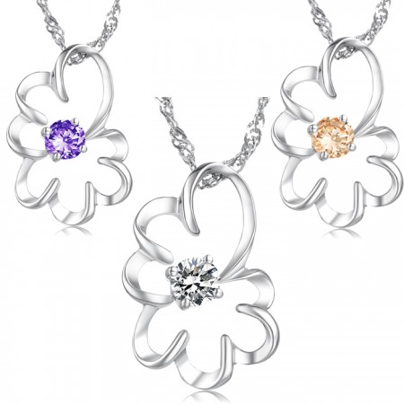 Wide Varieties Female Purple Platinum Plating Titanium Necklace With Diamond