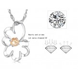 Wide Varieties Female Purple Platinum Plating Titanium Necklace With Diamond