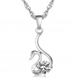 Reliable Reputation Female Swan Shape Platinum Plating Titanium Necklace With Diamond