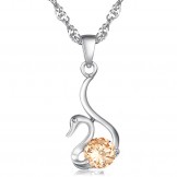 Reliable Reputation Female Swan Shape Platinum Plating Titanium Necklace With Diamond