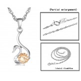 Reliable Reputation Female Swan Shape Platinum Plating Titanium Necklace With Diamond
