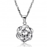 Stable Quality Female Rose Shape Platinum Plating Titanium Necklace 