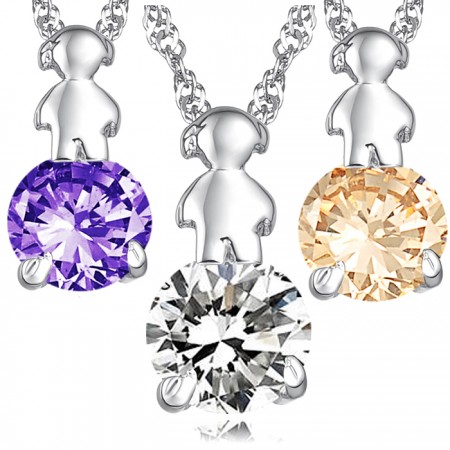 Durable in Use Female Platinum Plating Titanium Necklace With Diamond