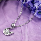 Easy to Use Female Platinum Plating Titanium Necklace With Rhinestone
