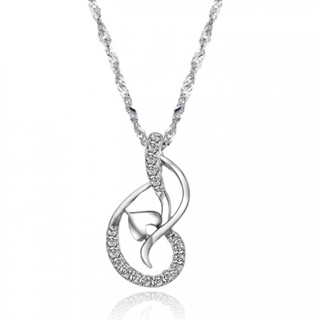 High Quality Female Platinum Plating Titanium Necklace With Rhinestone