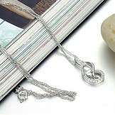High Quality Female Platinum Plating Titanium Necklace With Rhinestone