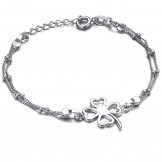 Quality and Quantity Assured Female Clover Shape Platinum Plating Titanium Anklet  