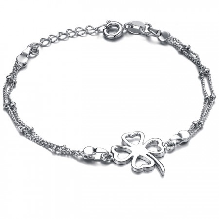 Quality and Quantity Assured Female Clover Shape Platinum Plating Titanium Anklet  