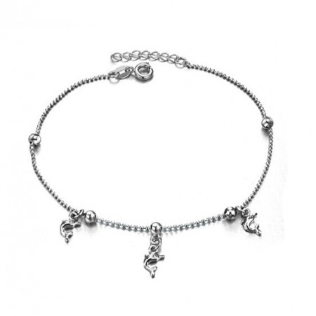 High Quality Female Dolphin Shape Platinum Plating Titanium Anklet  