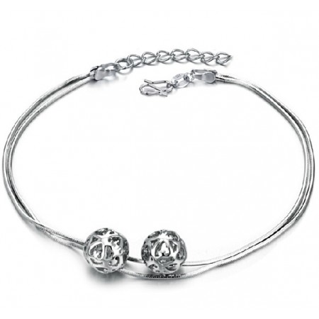 Complete in Specifications Female Hollow Ball Shape Platinum Plating Titanium Anklet 