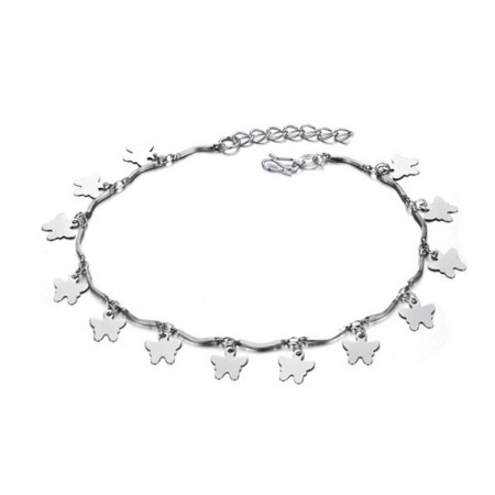Reliable Reputation Female Butterfly Shape Platinum Plating Titanium Anklet 
