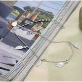 Excellent Quality Female Leaf Shape Platinum Plating Titanium Anklet 