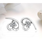 Stable Quality Female Platinum Plating Titanium Earrings With Rhinestone