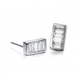 Superior Quality Female Platinum Plating Titanium Earrings With Diamond