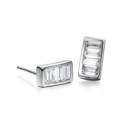 Superior Quality Female Platinum Plating Titanium Earrings With Diamond