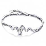 Wide Varieties Female Classic Platinum Plating Titanium Bracelet With Rhinestone