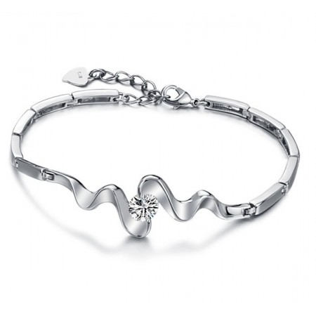 Wide Varieties Female Classic Platinum Plating Titanium Bracelet With Rhinestone