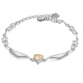 High Quality Female Platinum Plating Titanium Bracelet With Rhinestone