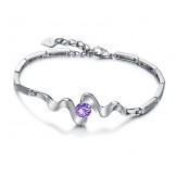 High Quality Female Purple Platinum Plating Titanium Bracelet With Diamond