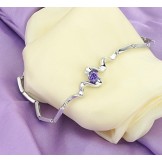 High Quality Female Purple Platinum Plating Titanium Bracelet With Diamond