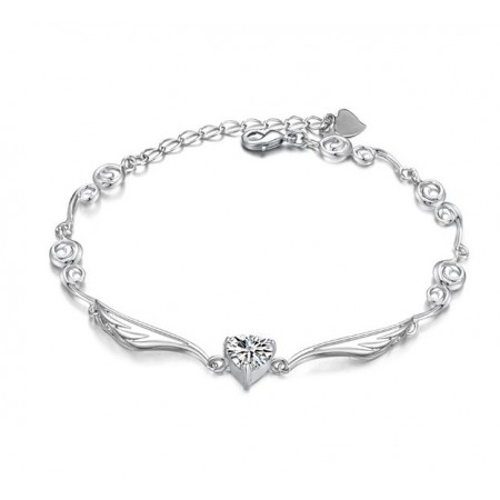 Wide Varieties Female Platinum Plating Titanium Bracelet With Diamond