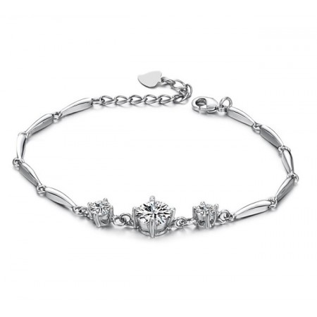 Stable Quality Female Platinum Plating Titanium Bracelet With Diamond