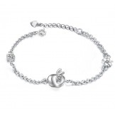 Wide Varieties Female Apple Shape Platinum Plating Titanium Bracelet With Diamond