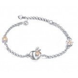 Wide Varieties Female Apple Shape Platinum Plating Titanium Bracelet With Diamond