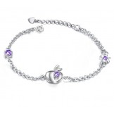 Wide Varieties Female Apple Shape Platinum Plating Titanium Bracelet With Diamond