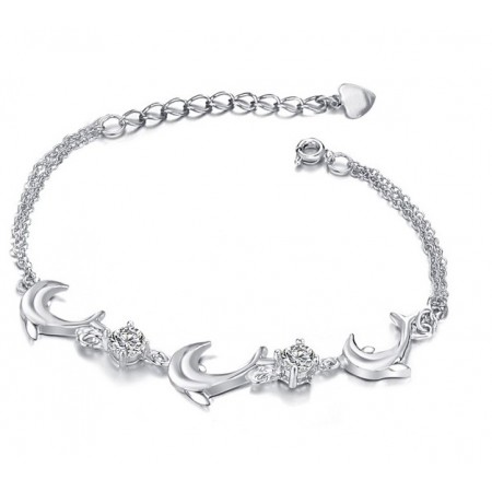 Quality and Quantity Assured Female Dolphin Shape Platinum Plating Titanium Bracelet With Crystal